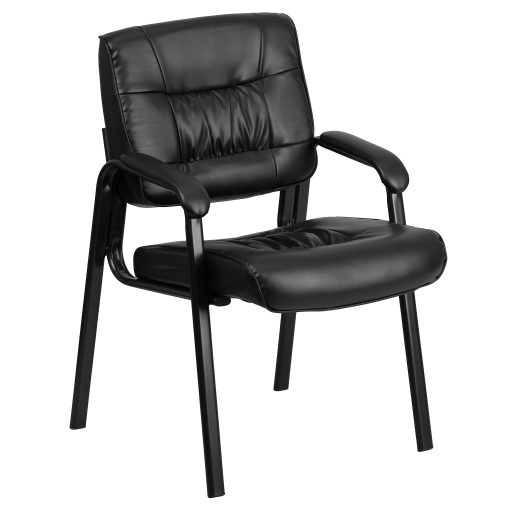 Flash Furniture LeatherSoft Executive Side Reception Chair with Powder Coated Frame, Black/Black - Image 2