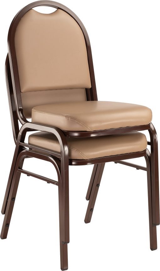 National Public Seating Dome-Back Stacking Chairs, Vinyl, French Beige/Mocha, Set Of 2 - Image 2