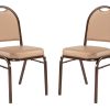 National Public Seating Dome-Back Stacking Chairs, Vinyl, French Beige/Mocha, Set Of 2