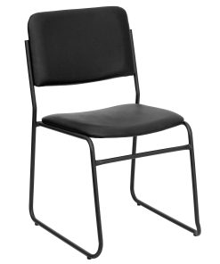Flash Furniture HERCULES Series High-Density Stacking Chair With Sled Base, Vinyl Upholstery, Black 2