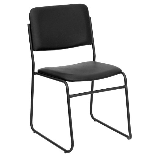 Flash Furniture HERCULES Series High-Density Stacking Chair With Sled Base, Vinyl Upholstery, Black - Image 2