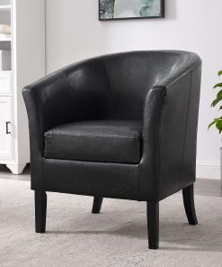 Linon Cullman Faux Leather Club Chair, Black 2