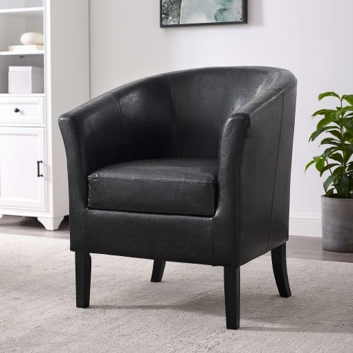 Linon Cullman Faux Leather Club Chair, Black - Image 2