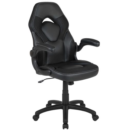 Flash Furniture X10 Ergonomic LeatherSoft™ Faux Leather High-Back Racing Gaming Chair With Flip-Up Arms, Black - Image 2