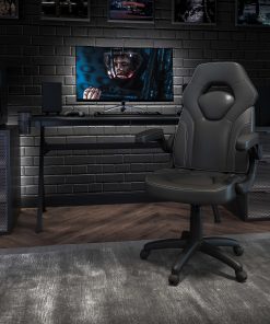 Flash Furniture X10 Ergonomic LeatherSoft™ Faux Leather High-Back Racing Gaming Chair With Flip-Up Arms, Black