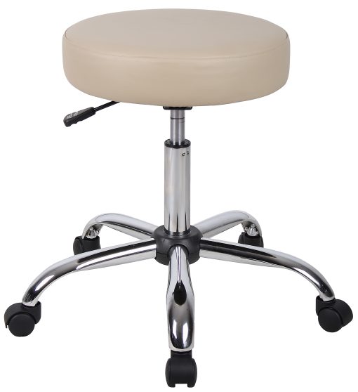 Boss Office Products Caressoft Medical Stool with Antimicrobial Protection, Beige/Chrome - Image 2