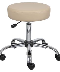Boss Office Products Caressoft Medical Stool with Antimicrobial Protection, Beige/Chrome