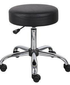Boss Office Products Medical Stool With Antimicrobial Vinyl, Black/Chrome
