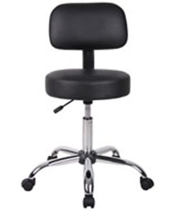 Boss Office Products Medical Stool With Back And Antimicrobial Vinyl, Black/Chrome 2