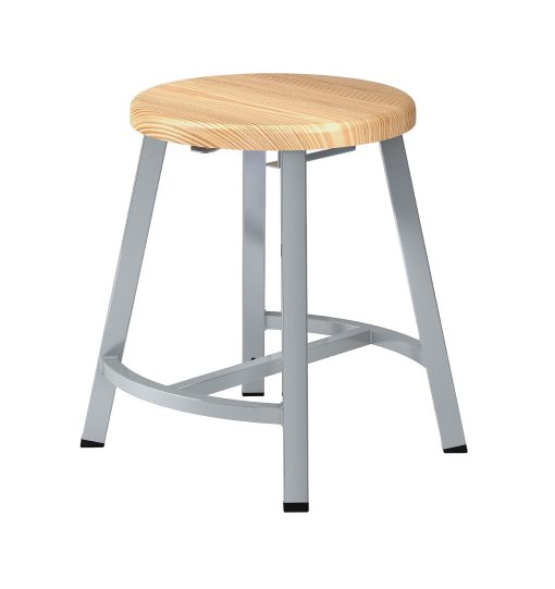 National Public Seating Titan Stool, 18", Natural Wood/Gray - Image 2