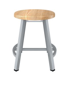 National Public Seating Titan Stool, 18", Natural Wood/Gray