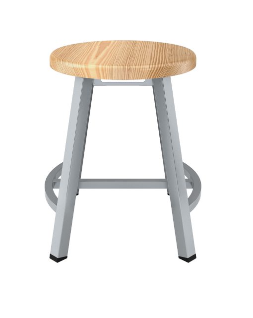 National Public Seating Titan Stool, 18", Natural Wood/Gray