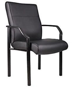 Boss Office Products Faux Leather Mid-Back Guest Chair, Black 2