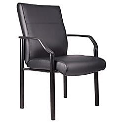 Boss Office Products Faux Leather Mid-Back Guest Chair, Black