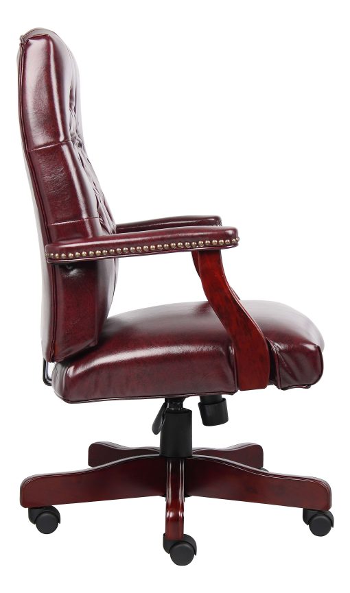 Boss Office Products Traditional Ergonomic High-Back Executive Chair, 47"H, Burgundy/Mahogany - Image 2