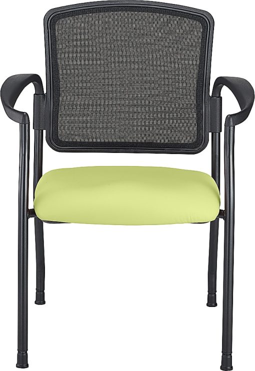 WorkPro® Spectrum Series Mesh/Vinyl Stacking Guest Chair With Antimicrobial Protection, With Arms, Lime, Set Of 2 Chairs, BIFMA Compliant