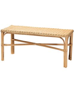 bali & pari Cacaban Modern Bohemian Accent Bench, 17-3/4”H x 38-5/8”W x 15”D, Natural Brown 2