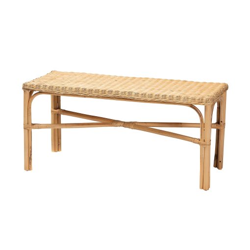 bali & pari Cacaban Modern Bohemian Accent Bench, 17-3/4”H x 38-5/8”W x 15”D, Natural Brown
