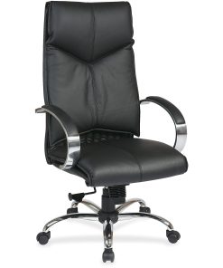 Office Star™ Deluxe Bonded Leather High-Back Chair, Black/Chrome 2