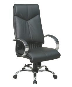 Office Star™ Deluxe Bonded Leather High-Back Chair, Black/Chrome