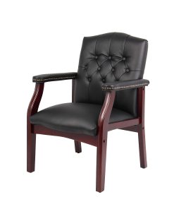 Boss Office Products Traditional Guest Chair, Mahogany/Black