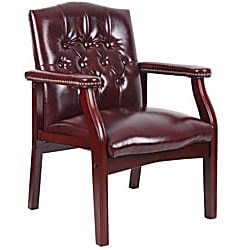 Boss Office Products Caressoftplus Vinyl High-Back Guest Chair, Oxblood/Mahogany 2