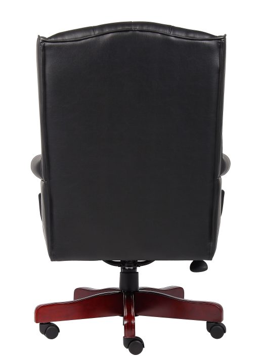 Boss Office Products Traditional Ergonomic Vinyl High-Back Executive Chair, Black/Mahogany - Image 2