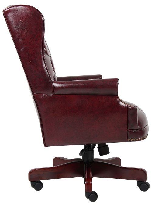 Boss Office Products Traditional Ergonomic High-Back Chair, 44"H, Burgundy/Mahogany - Image 2
