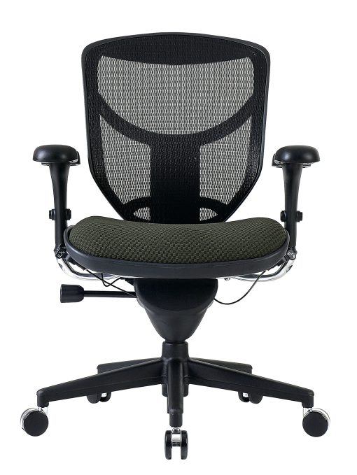 WorkPro® Quantum 9000 Series Ergonomic Mesh/Premium Fabric Mid-Back Chair, Black/Olive, BIFMA Compliant - Image 2
