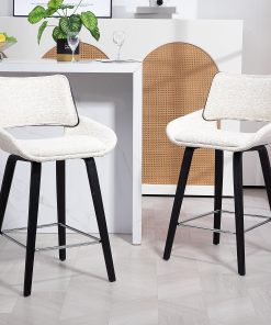 Glamour Home Bea Fabric Counter Height Stool With Back, White