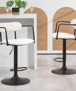 Glamour Home Bedivere Fabric Barstool With Back, Beige/Black