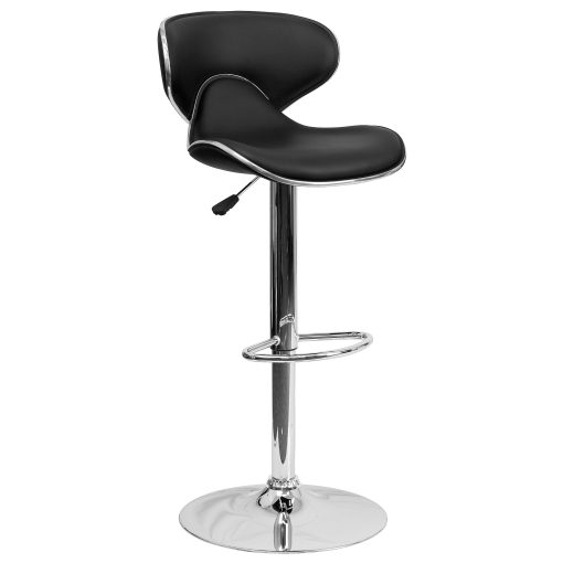 Flash Furniture Cozy Mid-Back Adjustable Bar Stool, Gray/Black - Image 2