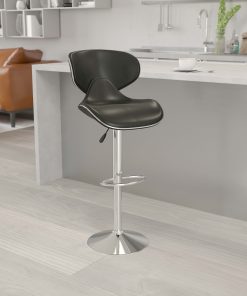 Flash Furniture Cozy Mid-Back Adjustable Bar Stool, Gray/Black