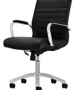 Realspace® Modern Comfort Winsley Bonded Leather Mid-Back Manager Office Chair, Black/Silver, BIFMA Compliant 2