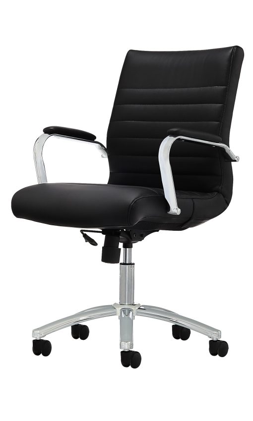 Realspace® Modern Comfort Winsley Bonded Leather Mid-Back Manager Office Chair, Black/Silver, BIFMA Compliant - Image 2