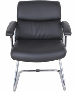 Lorell® Bonded Leather/Chrome Guest Chair, Black 2