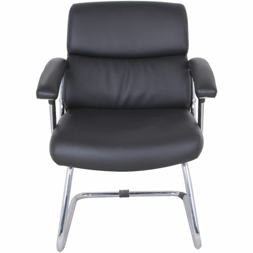 Lorell® Bonded Leather/Chrome Guest Chair, Black - Image 2