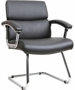 Lorell® Bonded Leather/Chrome Guest Chair, Black