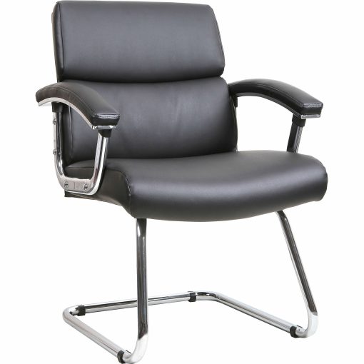 Lorell® Bonded Leather/Chrome Guest Chair, Black