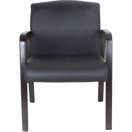Lorell® Bonded Leather/Wood Guest Chair, Black/Espresso - Image 2