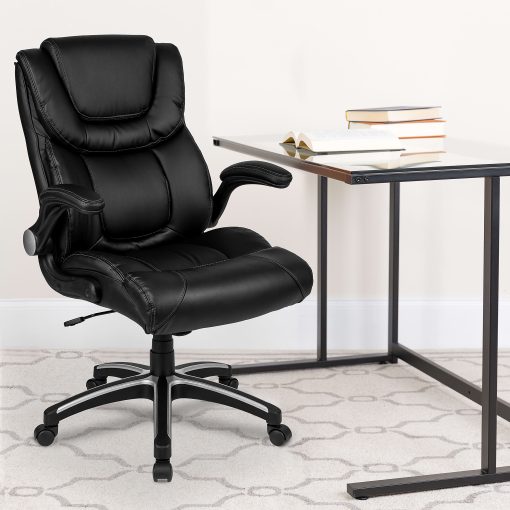Flash Furniture LeatherSoft™ Faux Leather High-Back Executive Office Chair, Black, BT9896H - Image 2