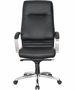 Lorell® Modern Ergonomic Bonded Leather High-Back Executive Chair, Black 2