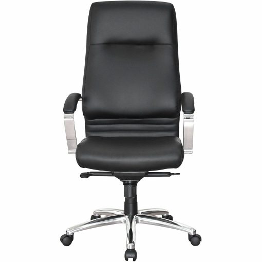 Lorell® Modern Ergonomic Bonded Leather High-Back Executive Chair, Black - Image 2
