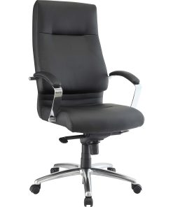 Lorell® Modern Ergonomic Bonded Leather High-Back Executive Chair, Black