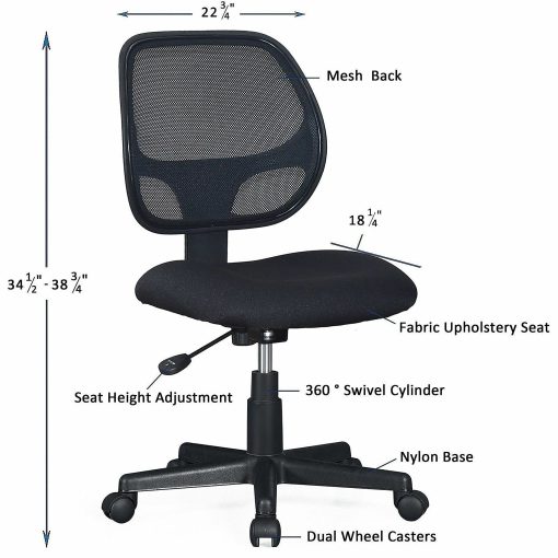Lorell® Multi-Task Mesh/Fabric Chair, Black - Image 2