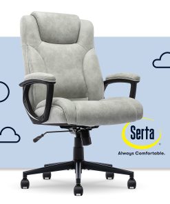 Serta® Comfort Eco Ergonomic Velvet Mid-Back Office Chair, Light Gray 2