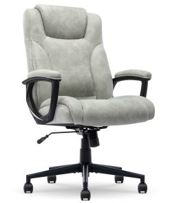 Serta® Comfort Eco Ergonomic Velvet Mid-Back Office Chair, Light Gray