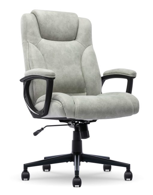 Serta® Comfort Eco Ergonomic Velvet Mid-Back Office Chair, Light Gray