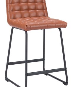 Zuo Pago Faux Leather Counter Height Stools With Backs, Brown, Set Of 2 Stools 2