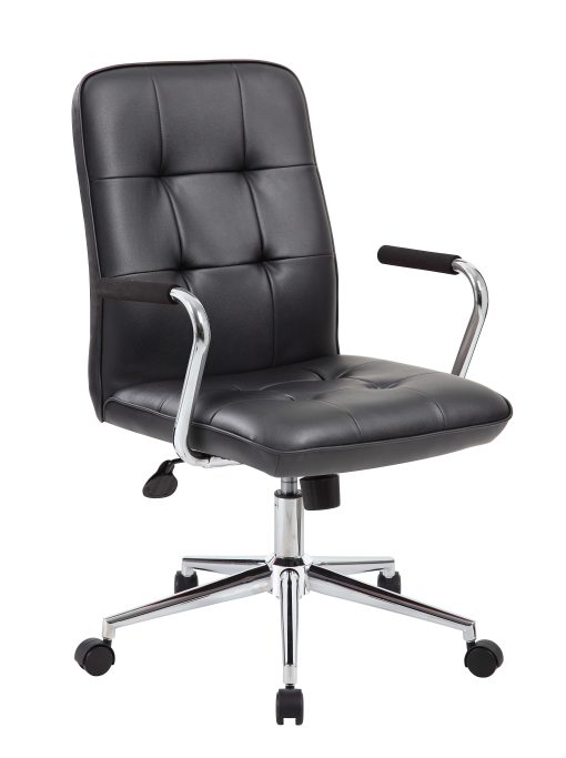 Boss Office Products Modern CaressoftPlus Mid-Back Task Chair, Black